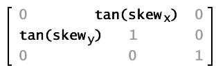 Notation de matrice des propriétés de la fonction skew
