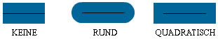 Die drei Abschlussstile: NONE, ROUND und SQUARE.