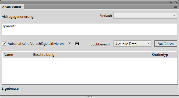 Pod „XPath Builder“ in FrameMaker