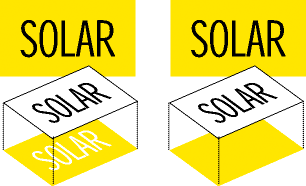 Illustration zeigt Ausgespart (links) und überdruckt (rechts)