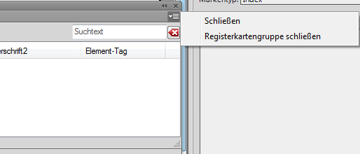 Schließen von Pods und Registerkartengruppen in FrameMaker