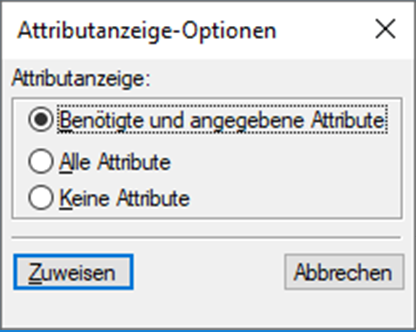 Dialogfeld „Attributanzeige-Optionen“