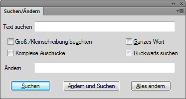 Dialogfeld „Suchen/Ändern“ in der XML-Ansicht mit der Option „Komplexe Ausdrücke“