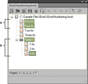 Hinzufügen von Ordnern zu Ihrem Buch in FrameMaker