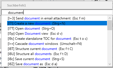 „Befehlssuche“ in FrameMaker