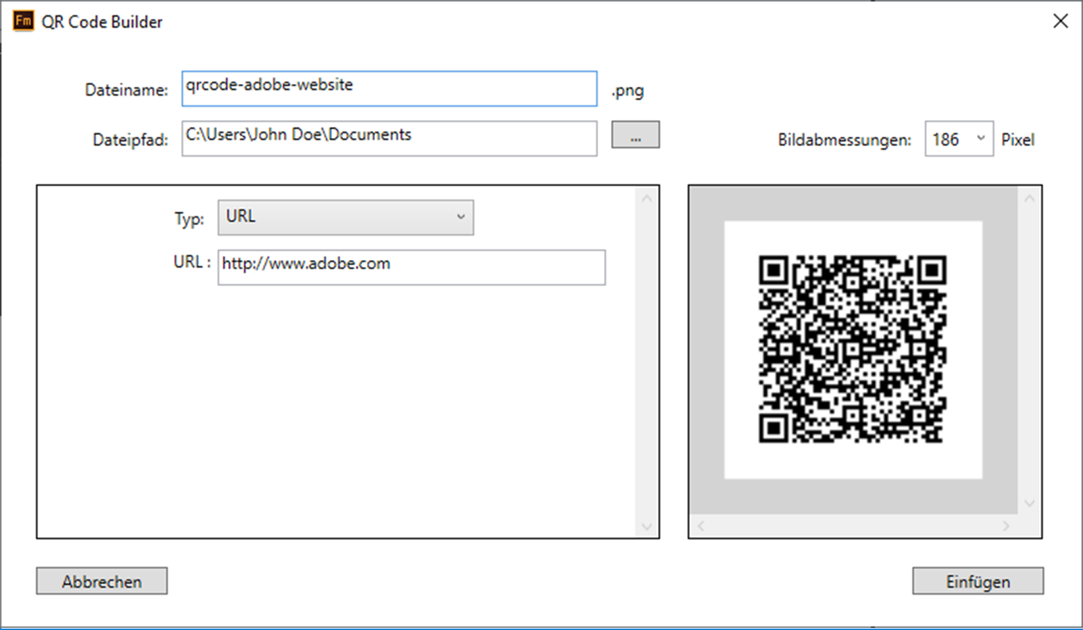 QR Code Builder in Adobe FrameMaker