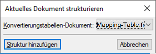 Dialogfeld „Aktuelles Dokument strukturieren“