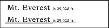 Numerisches und einfaches Unterstreichen von Text