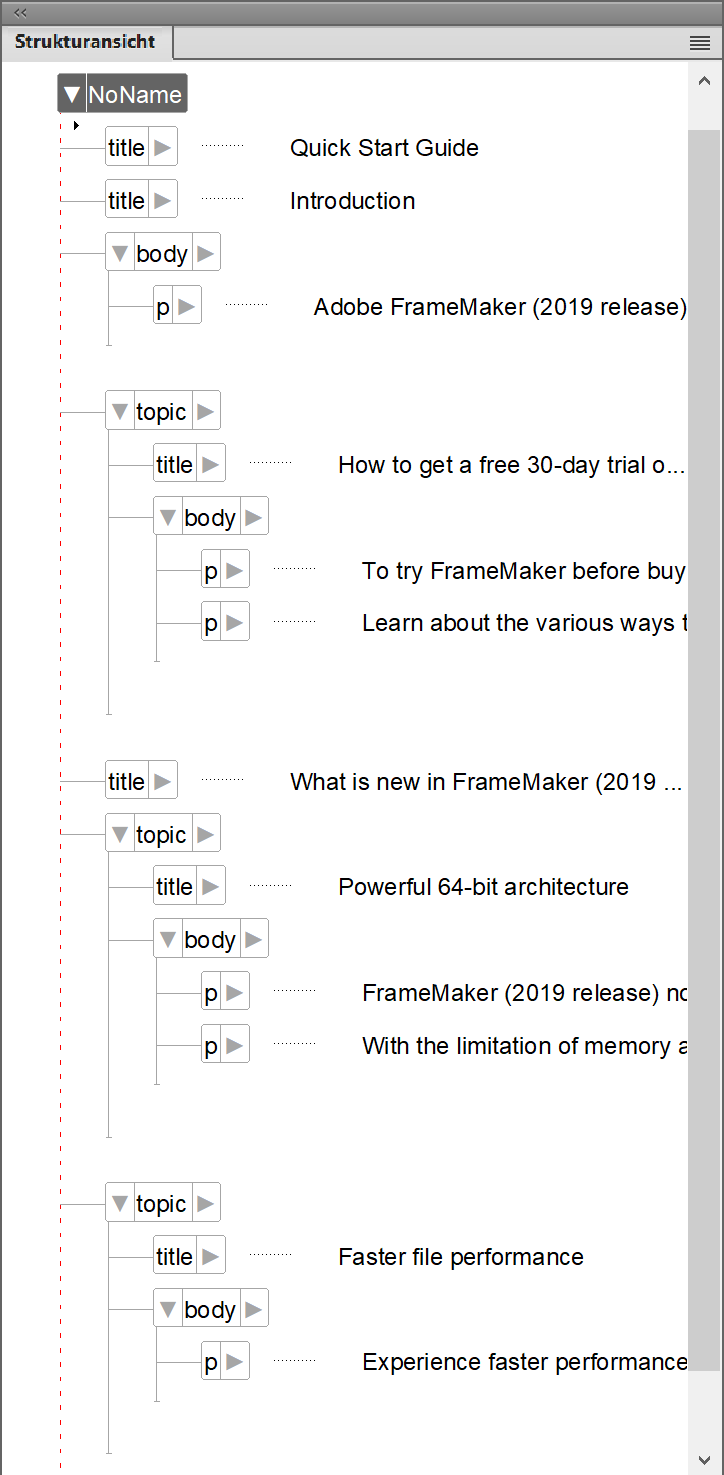 Konvertieren eines unstrukturierten FrameMaker-Dokuments in ein strukturiertes FrameMaker-Dokument – Schritt 2