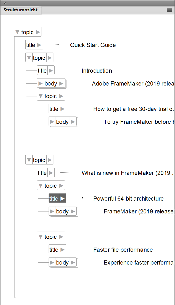 Konvertieren eines unstrukturierten FrameMaker-Dokuments in ein strukturiertes FrameMaker-Dokument – letzter Schritt