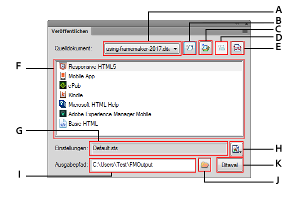 Generatingoutput using the default publish settings