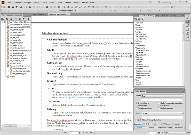 Adobe FrameMaker-Modus für Authoring unstrukturierter Inhalte