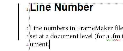 Zeilennummern und Änderungsbalken in einem FrameMaker-Dokument