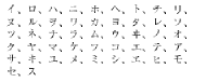 Katakana-Zeichen in der literalen Reihenfolge