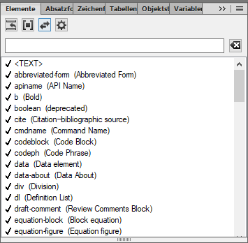 Elementkatalog in Adobe FrameMaker