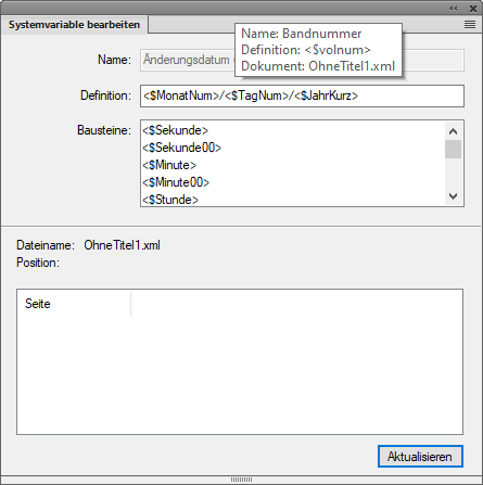 Hinzufügen/Bearbeiten von Variablendialogin FrameMaker