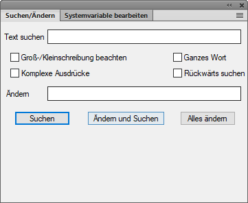 Dialogfeld „Suchen/Ändern“ in der XML-Ansicht mit der Option „Komplexe Ausdrücke“