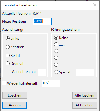 Dialogfeld „Tabulator bearbeiten“