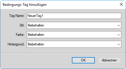 Hinzufügen des Dialogfelds Bedingte Stag in FrameMaker