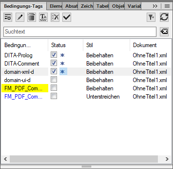 Identifizieren des Zustands von bedingtem Text im Dialogfeld Bedingtes Tag