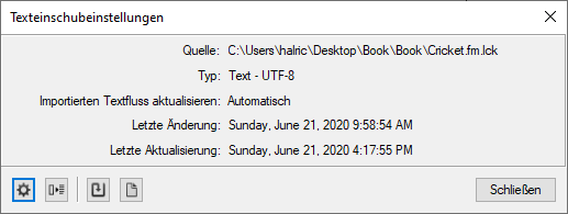 Dialogfeld „Texteinschubeigenschaften“