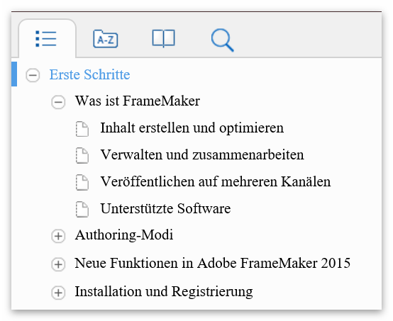 Responsive-HTML5-Desktoplayout eines Inhaltsverzeichnisses