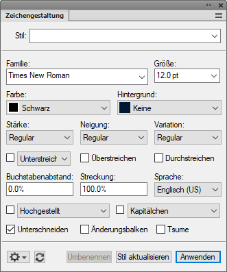 Erstellen und Verwalten von Zeichenstilen mithilfe des Zeichenformatkatalogs
