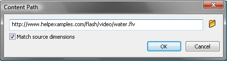 FLVPlayback Content Path dialog box