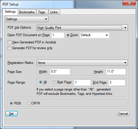 helpndoc pdf settings