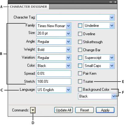 Character formats