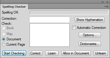 run spell check in indesign