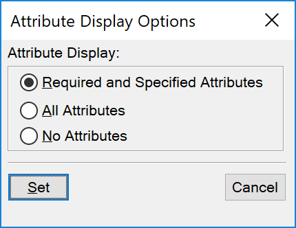 Attribute Display Options dialog