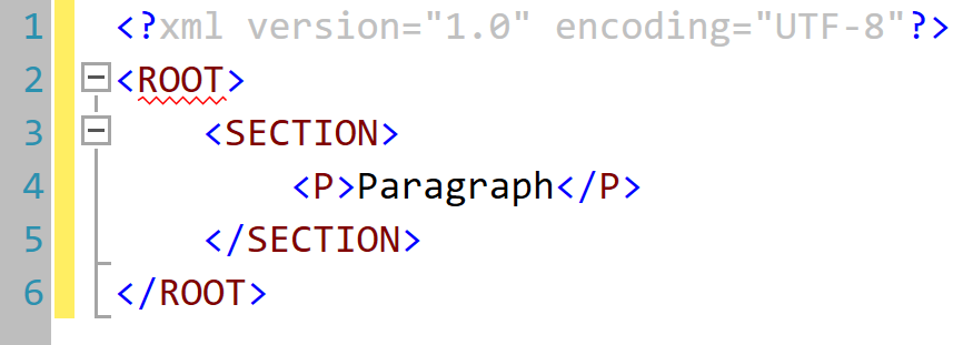 Adding a p element in the XML view