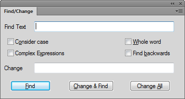 Find / Change dialog in XML view including the Complex Expressions option