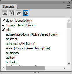 Check mark against valid elements in the Elementspod