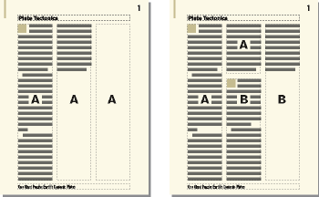 Split text frame to disconnect the second frame from the first frame