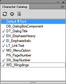 Apply character tags or styles using the Character Catalog