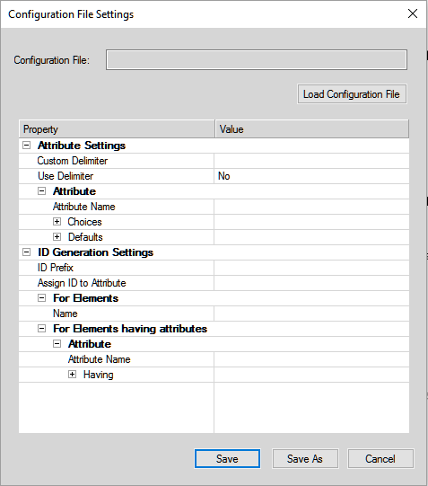 Configuration File Settings for a Structured Application