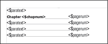 Special text flow on referencepage for a table of contents