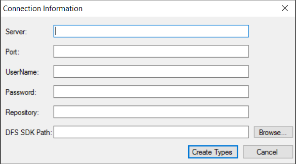 Connection Informationdialog of the .dar file installation utility in Adobe FrameMaker