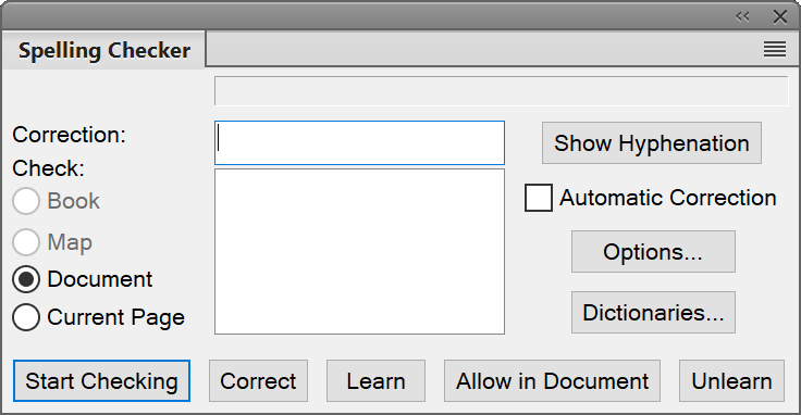 Spelling CheckerdialoginFrameMaker