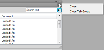 Closing panelsandtab group in FrameMaker