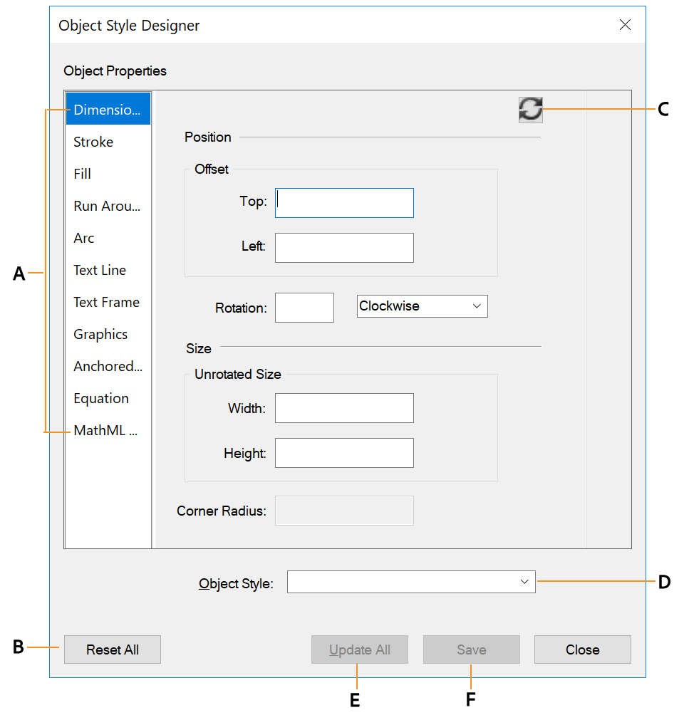 Object styledesignerin Adobe FrameMaker