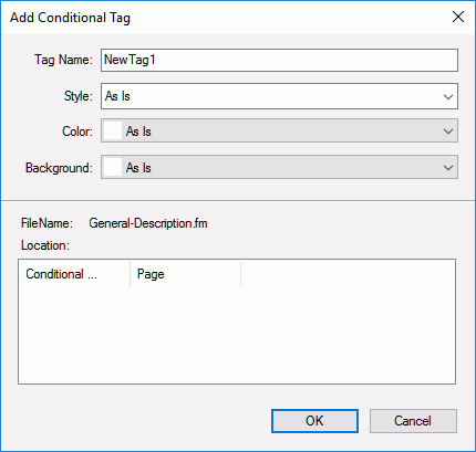 Add ConditionalTagdialoginFrameMaker