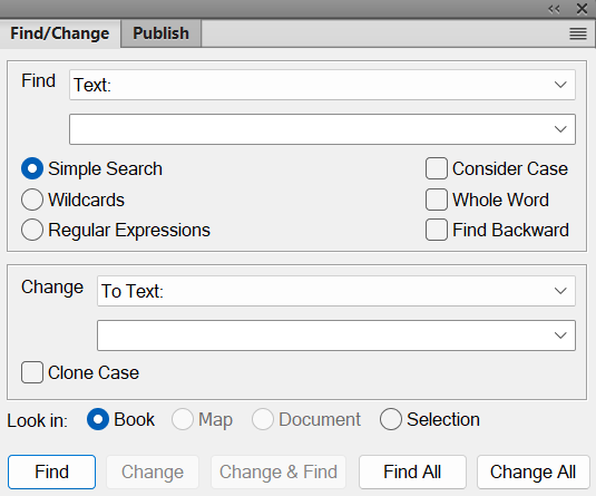 Find / ChangedialoginFrameMaker