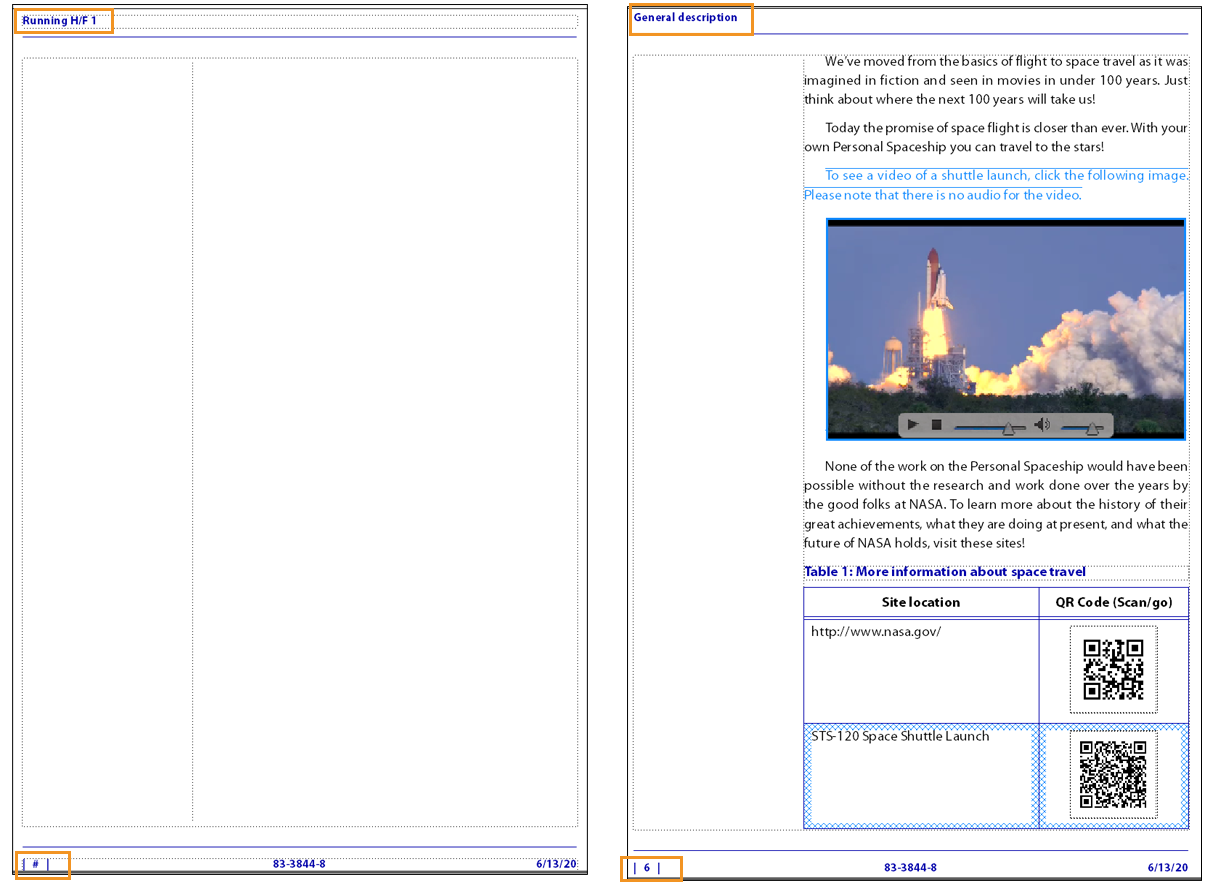 Runningheaderandfooterinthebackgroundtextframeonmasterpages