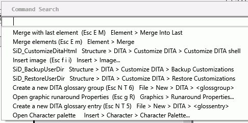 Command Search in FrameMaker