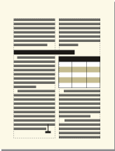 A top-of-column table anchored below a spanning paragraph