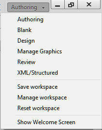 Switch to otherworkspaces using the Workspace switcher in FrameMaker