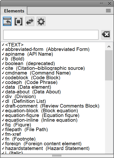 Elements Catalog in Adobe FrameMaker